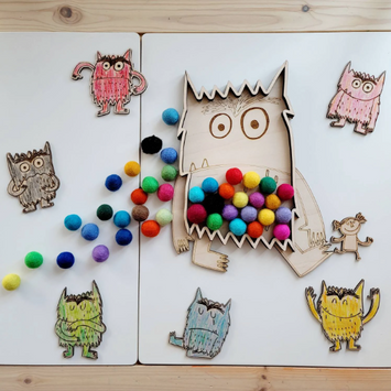 Large Color Monster tray (3D) in cardboard (DYI kit) or wood