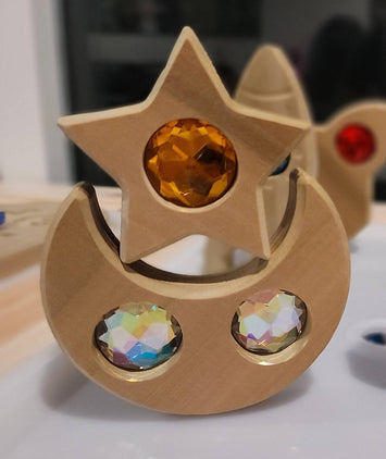 Small Gemmed Moon & Star Stacker Set