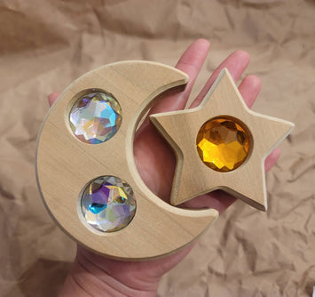 Small Gemmed Moon & Star Stacker Set