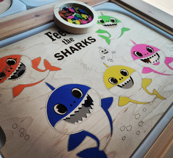 Feed the Sharks Wooden Color SortingLid