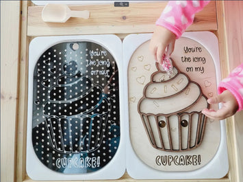 Valentine Cupcake sensory board, Flisat (Trofast) insert/lid