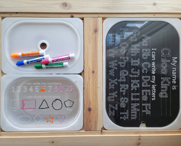 Dry-erase (acrylic) Numbers and Shapes Tracing board (Flisat table insert)