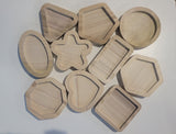 Set of 10 Wooden Shape Trays