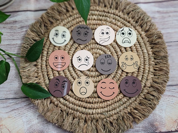 Emotion Feeling Facial Coins,  Discs, 12 feelings