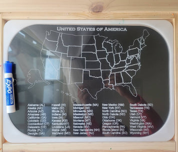 Dry-erase (acrylic) USA Map Fill-in/ Tracing Board (Flisat table insert)