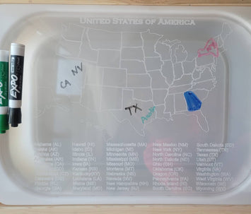 Dry-erase (acrylic) USA Map Fill-in/ Tracing Board (Flisat table insert)