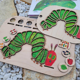 Caterpillar sensory activity board, Flisat Trofast insert with food tokens