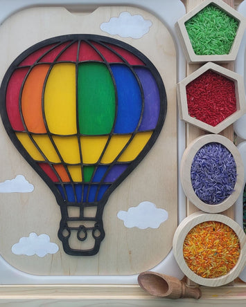 Up Up and Away - Hot Air Balloon Sensory board / Flisat insert