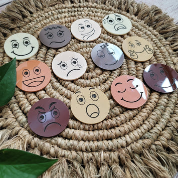 Emotion Feeling Facial Coins,  Discs, 12 feelings