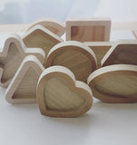 Set of 10 Wooden Shape Trays