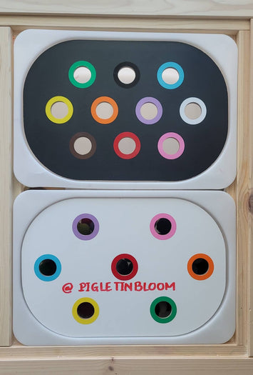 Small Lid with 7x or 10x Holes (withOUT colored rings) - Double-sided Chalkboard/Whiteboard