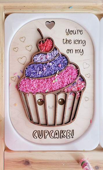 Valentine Cupcake sensory board, Flisat (Trofast) insert/lid
