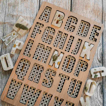 Rattan Boho Alphabet Letter Puzzle Board, TROFAST Lid
