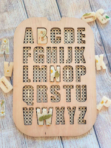 Rattan Boho Alphabet Letter Puzzle Board, TROFAST Lid